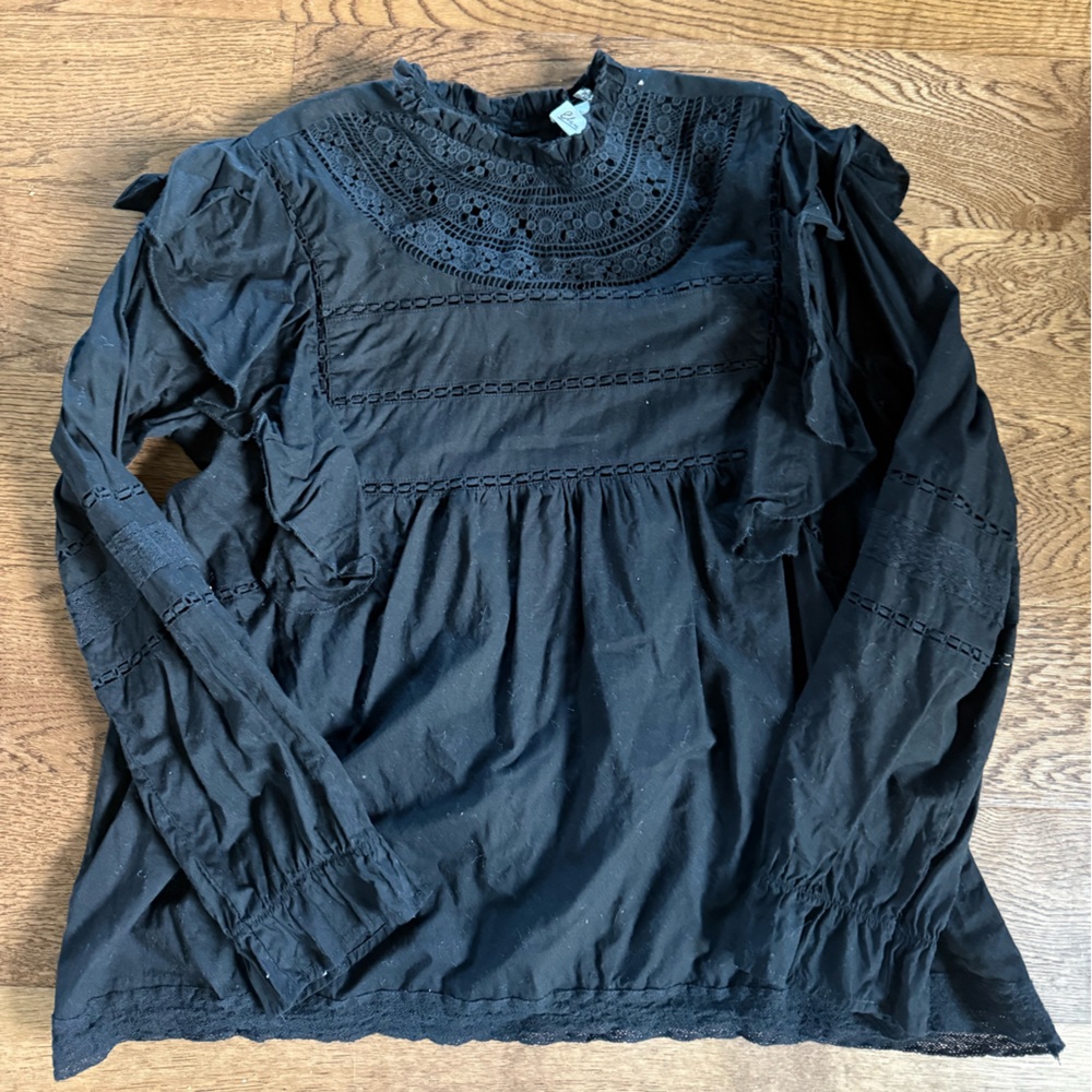 Elan Black Lace Detail Blouse